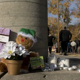 Candles and gifts memorialize the six Chattanooga children killed when the school bus they were riding crashed. Credit: TN Photo Services.